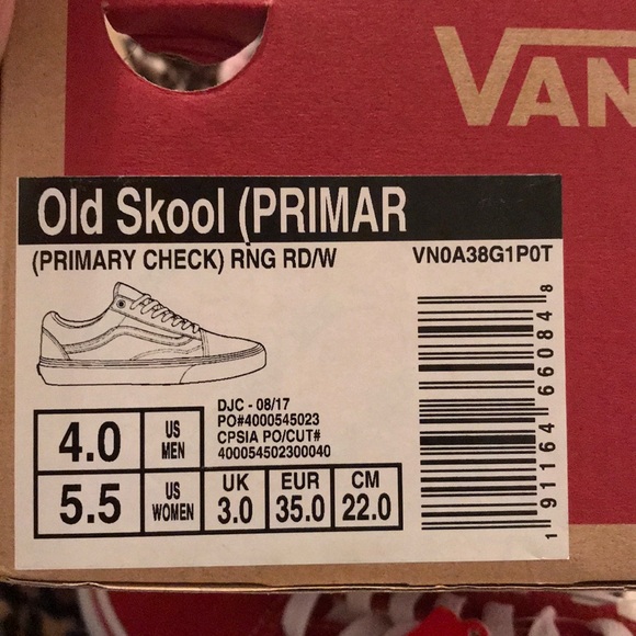 Vans Shoes - Racing red checker board vans old skool